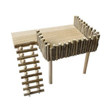Garvee Estante de Plataforma de Madera Natural para Hámster, Doble Piso, Accesorios para Jaula, Escalada Vertical, Material Ecológico, Fácil de Limpiar y Montar - Escalera Vertical