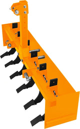 Garvee Rastrillo de Caja 55in CAT-0 con Dientes de Acero y 6 Rejas, Ajustable, Compatible con Tractor de Jardín, Nivelación y Labranza, Acero Antióxido - Amarillo