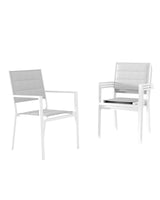 Garvee Sillas Apilables De Aluminio Para Patio Con Tela Textilene Transpirable, Diseño Resistente Y Elegante, Jardín Y Terraza, Color Neutro - Blanco & Gris