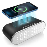 Garvee Reloj Despertador Digital con Carga Rápida 15W, LED Ajustable, Termómetro, Espejo, Negro para Dormitorio y Oficina