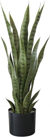 Garvee Planta Artificial Sansevieria 70cm PVC Suave Imitación Serpiente Decorativa Resistente Descoloramiento Hogar Oficina Maceta Tropical Verde - Verde