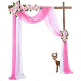 Garvee Arco Elástico De Chifón Para Decoración De Bodas, Ligero Y Transparente, Tela Gasa, Blanco Y Rosa Claro, 70x550 cm, Ideal Para Escenarios Y Eventos - 1 Blanco + 1 Rosa Claro
