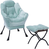 Garvee Sillón Lazy con Ottoman Estructura de Acero Diseño Ergonómico Tela Transpirable para Sala y Oficina Negro - Negro - 2 Piezas