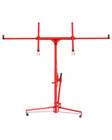 Garvee Elevador de Paneles de Yeso de Acero al Carbono Brazo Telescópico Ajustable 360° Ruedas Bloqueables Uso en Techos e Interiores Capacidad 68kg 4.8m Rojo