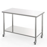 Garvee mesa de Trabajo de Acero Inoxidable 201 122×61 cm con Borde en Ángulo Recto y Patas Fijas para Cocina y Taller Plata 89 cm - Plata