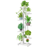 Garvee Soporte plantas metal estante alto 7 niveles soporte macetas esquina estante exhibición interior exterior sala estar - Blanco