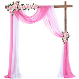 Garvee Lote De 2 Arcos De Boda Con Voile Blanco Y Rosa, Tela De Gasa Elástica 70x550 Cm, Decoración Versátil Para Bodas Y Eventos - 1 Blanco Más 1 Rosa
