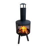 Garvee Chimenea de Jardín para Terraza, Estufa de Carbón, Cañón de Acero al Carbón, Ø43x114cm, Negro, para Jardín y Terraza