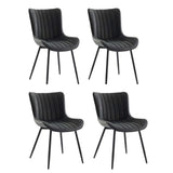 Garvee 4 Sillas Comedor Modernas Mid-Century Respaldo Alto Simil Cuero Sin Brazos Patas Metálicas Estables Negro Cocina/Salón - Negro