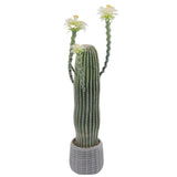 Garvee Kaktus Artificial 99cm PE Material Realista Durable Sin Mantenimiento Decoración Hogar Oficina Verde - Flores Blancas