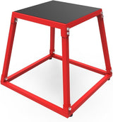 Garvee Caja de Salto Plyométrica de Acero 18in Antideslizante para Entrenamiento de Fuerza y Condicionamiento, Apilable, Gimnasio en Casa, Negro - Rojo