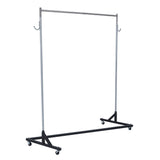Garvee Heavy Duty Rolling Garment Rack Con Estructura De Acero Robusto, Ruedas Giratorias Bloqueables, Diseño Z Compacto, Negro, Ideal Para Tiendas Y Hogares - Negro & Plata