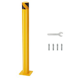 Garvee Bolardo de Seguridad de Acero Q235 de 107 cm de Altura y 11,4 cm de Diámetro con Alta Visibilidad para Control de Tráfico y Estacionamientos, Amarillo - 1 Unidad