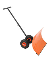 Garvee Pala de Nieve con Ruedas de 74x51 cm Hoja Ajustable en 5 Posiciones Mango Simple de Acero con Tira de Goma Quitanieves Naranja - Naranja