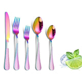 Garvee Set de Cubiertos 20 Piezas Acero Inoxidable Motivo a Cuadros Brillante Mango Ergonómico Lavavajillas Ideal para Hogar y Eventos - Colorido