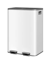 Garvee Bote Doble de Basura 2x30L, Acero Inoxidable, con Tapa Cierre Suave y Pedal, para Cocina y Oficina, Color Gris