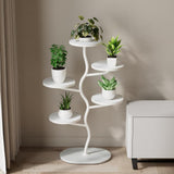 Garvee Soporte Para Plantas De 5 Niveles Metal Diseño Asimétrico Vertical Ahorra Espacio Resistente Interior Exterior - Blanco B