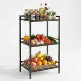 Garvee Standregal Metálico Robusto 3 Estantes Negro Para Cocina Y Oficina Diseño Industrial Fácil Instalación - Negro
