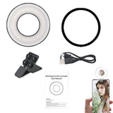 Garvee Anillo De Luz LED Para Selfies Con Espejo Y Clip Universal, 36 LEDs Bicolor, Portátil, Para Móvil Y Videollamadas, Batería 300mAh, USB-C