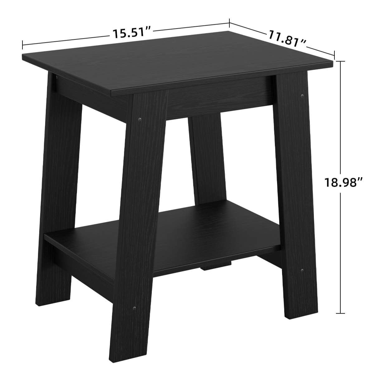 Garvee Pequeña Mesita de Noche de Madera con 2 Estantes para Dormitorio, Sala de Estar, Oficina, Baño 40x30x48CM Negro