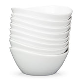 Garvee Set de 8 Tazones Ovalados de Cerámica 42 oz - Apilables, Aptos para Microondas, Porcelana Libre de Cadmio - Cocina y Mesa, Blanco, Elegante
