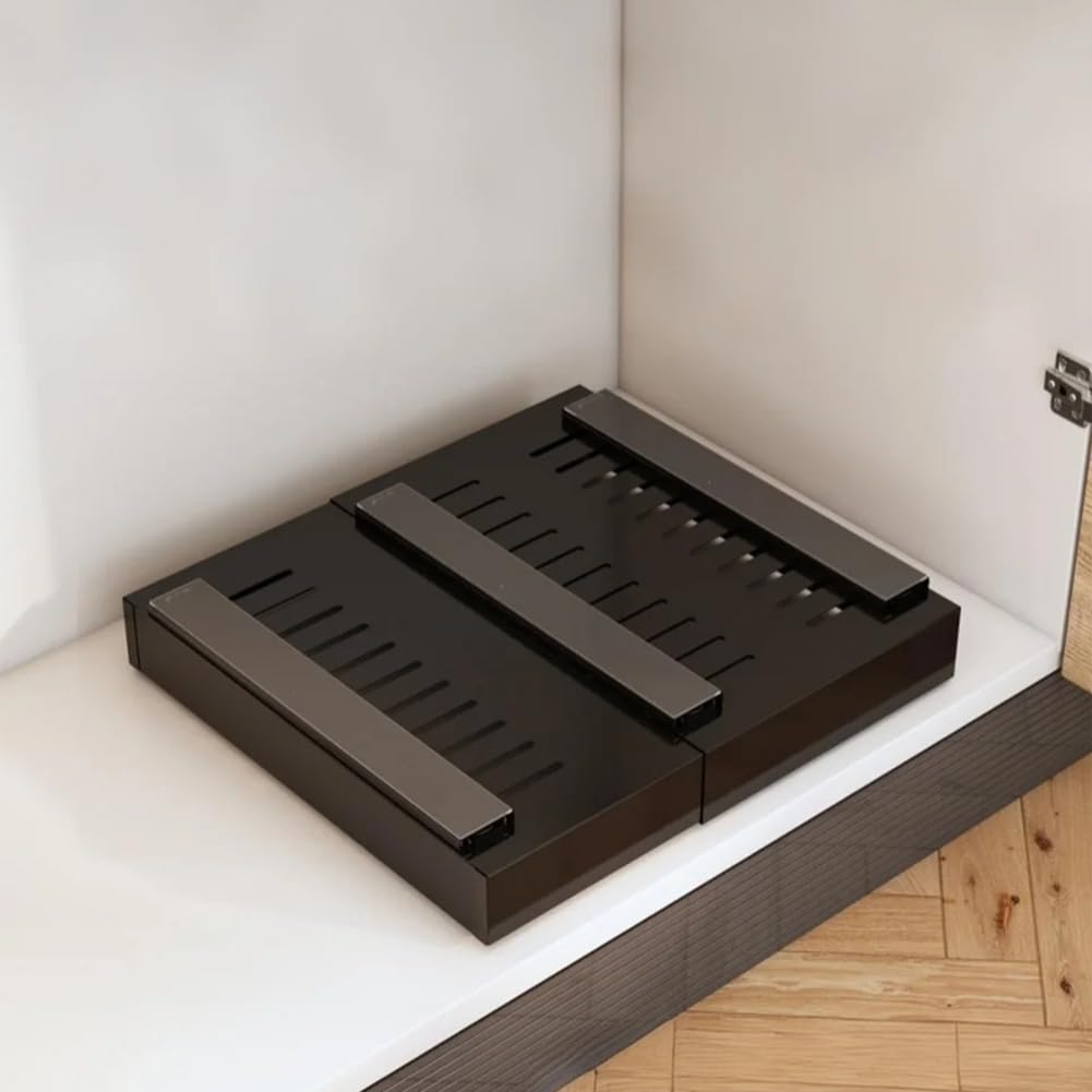 Garvee cajón telescópico extraíble para Cocina, Organizador de Armario de Cocina, profundidad de 42 cm, ancho de 46-68 cm, Negro