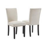 Garvee Sillas De Comedor Tapizadas Set De 2, Estilo Moderno, Beige, Para Cocina Y Comedor, Patas De Madera Sólida, Asiento Acolchado