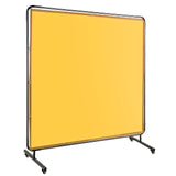 Garvee Pantalla de Soldadura 244x183 cm PVC Transparente con Ruedas Bloqueo, Marco Acero, Resistente a Llamas, Protección UV para Talleres y Garajes - Amarillo