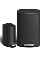 Garvee Set de Botes de Basura Combinados 50L & 10L, Acero Inoxidable, Pedal Operado, Negro, para Cocina y Baño - Negro