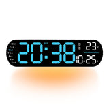 Garvee Reloj digital pared 35cm LED pantalla grande brillo ajustable azul cocina sala estar dormitorio oficina USB - Azul