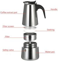 Garvee Máquina de Espresso Acero Inoxidable con Mango Resistente al Calor para Hogar y Oficina Apta para Todo Tipo de Cocinas Varios Tamaños