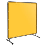 Garvee Pantalla de Soldadura 183x183 cm PVC Transparente con Ruedas Bloqueo, Resistente al Fuego, Marco Acero, Protección UV, Móvil para Talleres - Amarillo