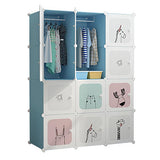 Garvee Armario Modular Para Niños - Gran Capacidad, Diseño Blanco, Madera Resistente, 111x47x147 cm, Versátil Para Dormitorios - Azul Claro Estilo Fresco