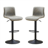 Garvee Pack de 2 Taburetes de Bar Giratorios Ajustables 61-81 cm, Piel Sintética Gris, Respaldo Ergonómico, Base Metálica Estable, para Cocina y Bar en Casa - Gris