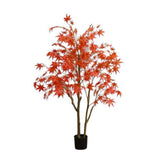 Garvee Árbol Artificial de Arce 150cm con Maceta Hojas de Seda Rojas Decoración de Otoño para Oficina Sala de Estar Porche Barra Doble - Doble Tronco