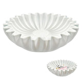 Garvee Tazón decorativo resina hecho a mano bordes acanalados voladizos mesa entrada sala boda hogar decoración moderna blanco 25256 cm