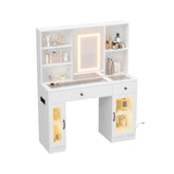 Garvee Schminktisch con LED Espejo 3-Colores LED Cristal Arcoíris MDF Resistente Cajones USB AC Ideal para Maquillaje - Blanco