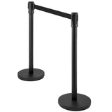 Garvee Barrera de control de multitudes con cinturón retráctil de 2m, base pesada de goma, acero inoxidable y hierro, para eventos y espacios públicos, color negro - Negro-2