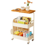Garvee Carrito De Almacenamiento Rodante 3 Niveles Con Mesa Superior Metal Y MDF Para Cocina Y Baño 42x29.5x77cm - Blanco
