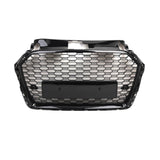 Garvee Rejilla Frontal Nido De Abeja Para Audi A3 8V/RS3 2016-2019 Sin Logo Compatible Con Sensores PDC ABS Resistente Marco Negro Brillante
