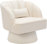 Garvee Sillón giratorio moderno Garvee de 360 grados, tapizado en terciopelo beige, para sala de estar, dormitorio, rincón de lectura, cómodo - Beige