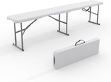 Garvee Banco Plegable de Plástico 183 cm para Exterior, Resistente y Portátil, Marco Metálico Seguro, Asiento Impermeable, Picnic y Camping, 183×28×42 cm