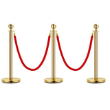 Garvee Postes de Estanquillo Dorados con Cuerdas de Terciopelo Rojo 152 cm - Barreras de Control de Multitudes de Acero Inoxidable para Eventos Elegantes - Dorado-3
