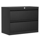 Garvee Archivador Lateral Metálico 2 Cajones con Cerradura para Oficina en Casa 72×88×40 cm Acero Resistente Negro