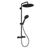 Garvee Duschsystem con Termostato 38°C Acero Inoxidable Soporte Ajustable para Baño Familiar - Negro profundo