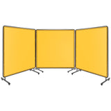 Garvee Pantalla de Soldadura de Vinilo 3 Paneles 183x183 cm Resistente al Fuego Ruedas Giratorias Bloqueables PVC Transparente Marco de Tubo de Acero Uso Industrial y Taller