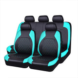 Garvee Fundas De Asiento De Coche Universales - Protección Completa Impermeable PU Cuero Para Autos Camionetas Y SUV - Azul-Verde