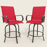 Garvee Silla De Bar Para Patio Con Respaldo Ergonómico Y Asiento Acolchado, Aluminio Resistente, Jardines Y Terrazas, Moderno - Rojo
