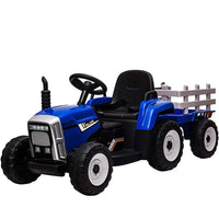 Garvee Tractor Eléctrico 12V, 3 Velocidades, Remolque, Luces LED, Bluetooth, Control Remoto 2.4G, 3-7 años, Jardín, Azul