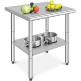 Garvee Mesa de Acero Inoxidable para Cocina y Taller con Estante Inferior 61 × 61 × 89 cm Plata - Sin Ruedas +Peto